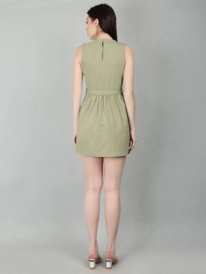 Sea green sleeveless fit & flared mini dress - Gurgaon Clothing