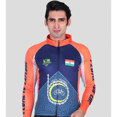 Manufacturer & Supplier of Blue & Orange Cycling Jersey Promotional Sports Wear Ggrace. - Delhi Clothing