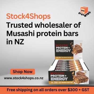 Trusted wholesaler of  Musashi protein bars in NZ | Stock4Shops