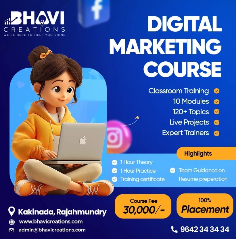 Digital marketing course offered by industry experts Bhavi creations Pvt Ltd