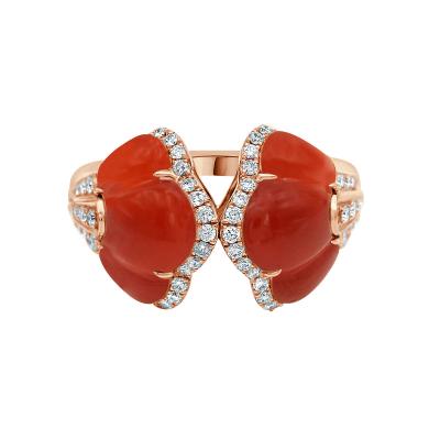 Buy Gingko© Double Motif Carnelian Ring at La Marquise Jewellery - Dubai Jewellery