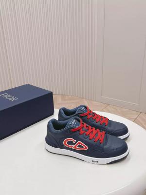 DIOR AND STONE ISLAND B57 Low-Top Sneaker Blue and Red Smooth Calfskin