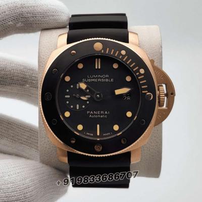 Luminor Panerai Submersible Rose Gold Black Dial First Copy Watch