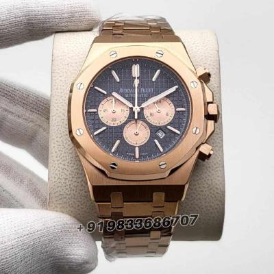 Audemars Piguet Royal Oak Chronograph Rose Gold Blue Dial Replica Watch