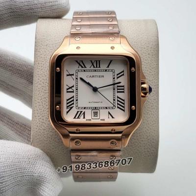 Cartier Santos Rose Gold White Dial Replica Watch