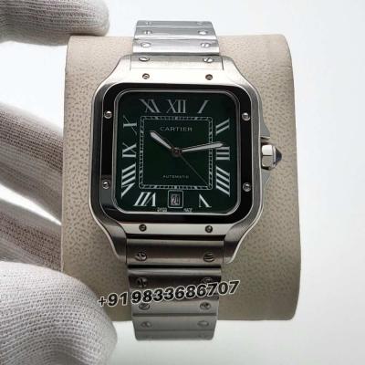 Cartier Santos Steel Green Dial First Copy Watch