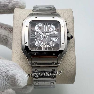 Cartier Santos Skeleton Stainless Steel First Copy Watch