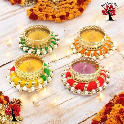 Metal Candle Holders Diya 2 Pcs – Decorative Tealight Candle Holders for Home Décor