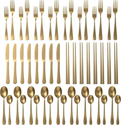 gold cutlery set for 8