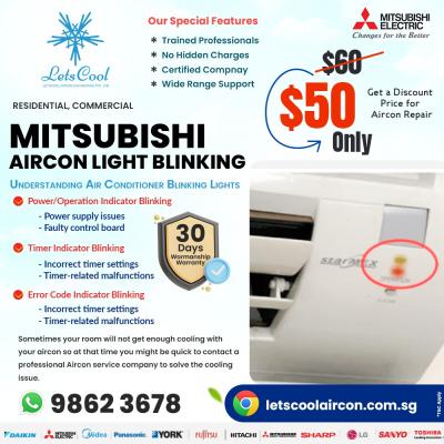 Mitsubishi aircon light blinking  - Singapore Region Other