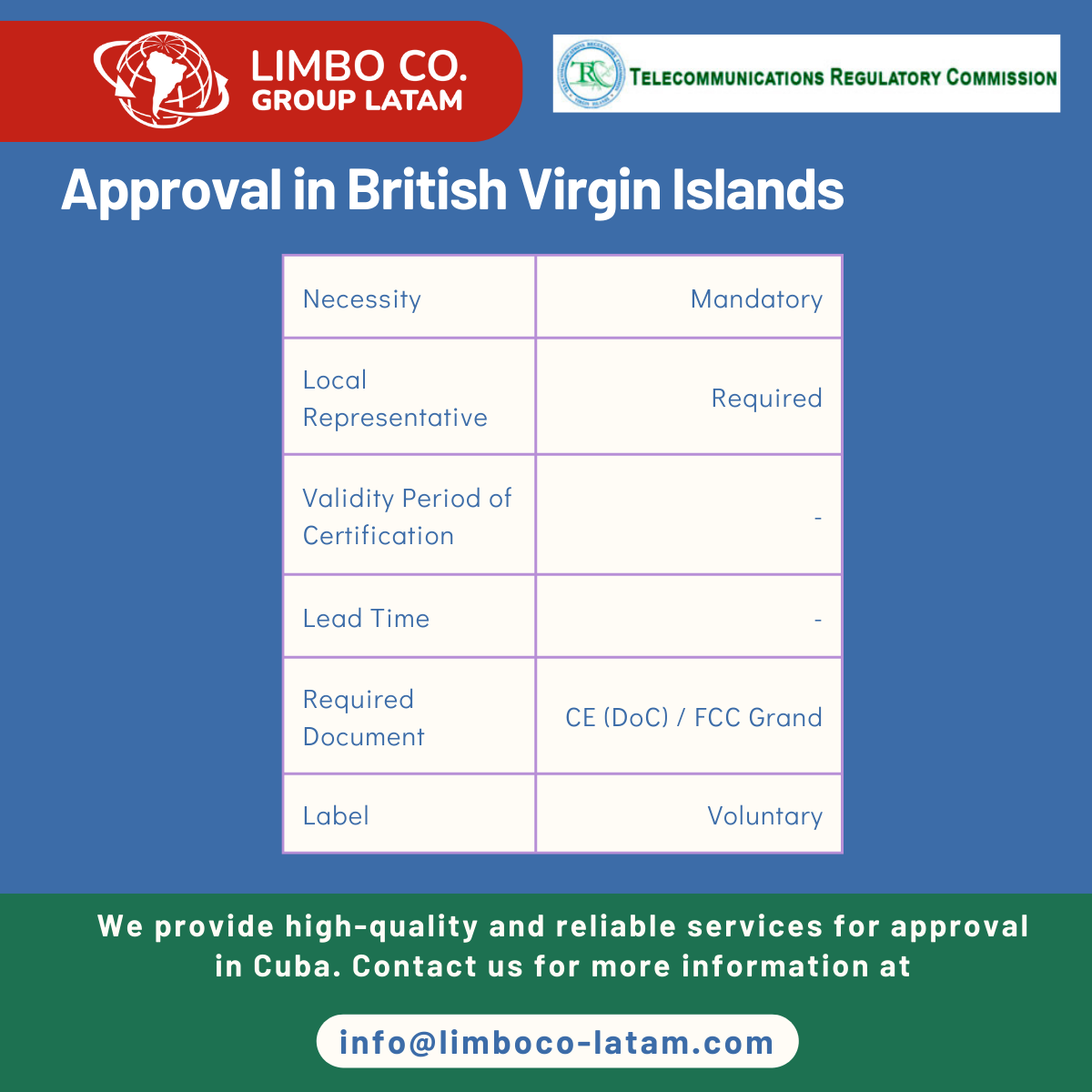 Approval in British Virgin Islands