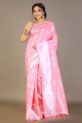 Pink Lichi Silk Saree - Kolkata Clothing