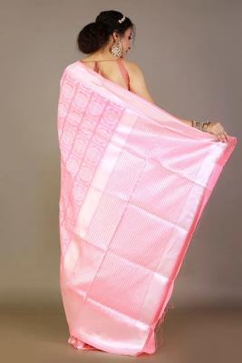 Pink Lichi Silk Saree - Kolkata Clothing