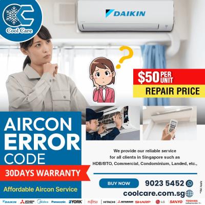 Daikin Aircon Error code - Singapore Region Maintenance, Repair