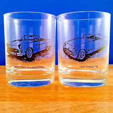 Automotive Car Ford Thunderbird Corvette Drinking Glass Highball Tumbler Cup Set