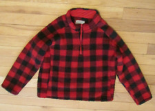 Seven Apparel Athletic Unisex Red Black Buffalo Check Fleece Pullover Size 2XL