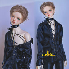 1/4 1/3 Uncle BJD Clothes Black Satin Shirt + Lace Up Wax Line + Neck Ribbon DOD