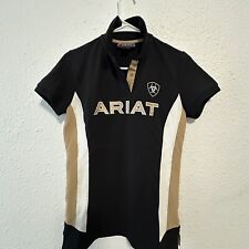 Ariat Polo Shirt Women's Size S/P Black Logo Short Sleeve Preppy Competition