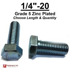 1/4-20 Hex Bolt Zinc Plated Grade 5 Cap Screw Coarse Thread (All Lengths & Qtys) - Redding - US