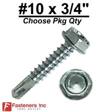 #10-16 x 3/4 Hex Washer Head Self Drilling Metal Screw Zinc Plated 5/16" Drive - Redding - US"