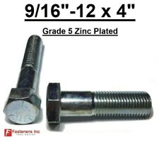 9/16-12 x 4 Hex Bolt Zinc Plated Grade 5 Cap Screw Coarse Partial Thread - Redding - US"