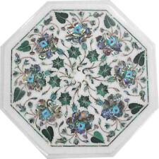 12'' white Marble Center corner Table Top flower stone Inlay lapis malachite w16