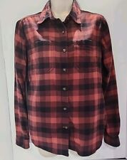 Carhartt Shirt Womens Sz S (4-6) Button Up Flannel Black Plaid Long Sleeved