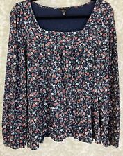 LUCKY BRAND Delicate Flowers Square Neckline Peasant Boho Blouse Large