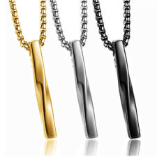 Necklace Men Stainless Steel Chain Necklace Jewelry Gift Pendant Rectangle