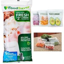 FoodSaver 1-Quart Vacuum Zipper Bags Food REUSABLE RESEALABLE Multilayer 18 Ct.