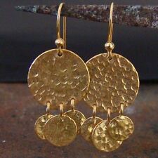 Omer 925 k Silver Hammered Handmade Designer Earrings 24k Yellow Gold Vermeil