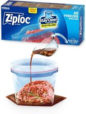 Ziploc Gallon Food Storage Freezer Bags, Stay Open Design, Easy to Fill-60 Count