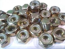 (20) M10 x 1.5 or M10 - 1.5 Nylon Lock Nuts Yellow Zinc Plated class 8 Steel - Pelham - US