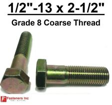 1/2-13 x 2-1/2 (PT) Hex Bolt Yellow Zinc Plated Grade 8 Cap Screw Coarse Thread - Redding - US"