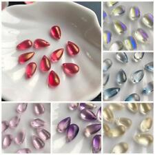 20Pcs 15x8mm Teardrop Crystal Perforated Glass Pendants Beads for DIY Jewelry