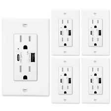 USB Type C Wall Outlet 5.8A Dual High Speed Receptacle with Smart Chip UL 5Packs - South El Monte - US