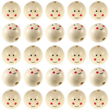 20 Pcs Smile Expression Accessories Crafts Smooth Lovely Wood Beads Craft