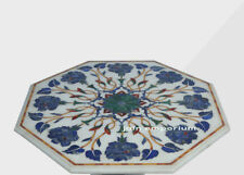 14'' lapis white Marble Table Top Corner Coffee Inlay pietra dura decor home