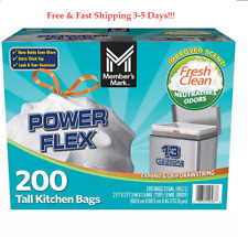 Power Flex Tall Kitchen Drawstring Trash Bags 13 Gallon, 200 ct - Member's Mark