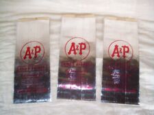 THREE Vintage Snowman A&P Food Stores Foil Insulated Ice Cream Bags NOS