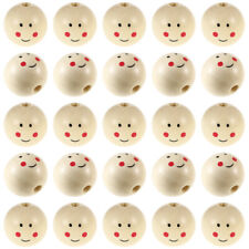 20 Pcs Smooth Crafts Lovely Accessories Smile Expression Wood Beads Craft