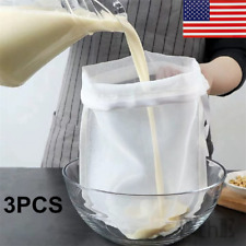 3x Organic Cotton Nut Milk Bags Food Strainer Brew Coffee Cheese Cloth Set USA