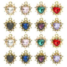 40x Crystal Rhinestone Heart Charms Pendants for DIY Jewelry Making Accessories