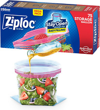 Ziploc Gallon Food Storage Bags, New Stay Open Design with Stand-Up Bottom, Easy