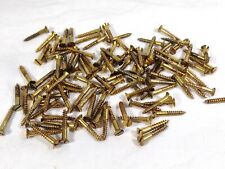 #8 x 1 Brass Wood Screws Flat Head Slotted Drive Lot of 100 pcs New Old Stock - Binghamton - US"