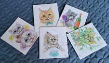 Original Handpainted Gift Cards Set, Cats ", 4 1/4 : 4 3/4 Inch"
