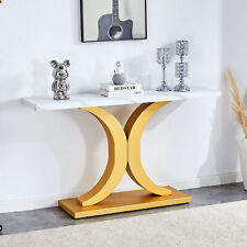 Modern minimalist style foyer table with white tabletop, gold bracket - Mumbai - India