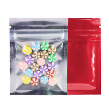 100x Small Clear & Red Mylar Zip Lock Bags 2.5x3.5in (Free 2-Day Shipping)