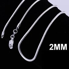 fashion women men 925 silver pretty 2MM snake chain necklace for pendant