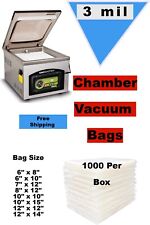 Chamber Vacuum Pouches, 3 mil Bags, 1000 Per-Case Great For Food Storage